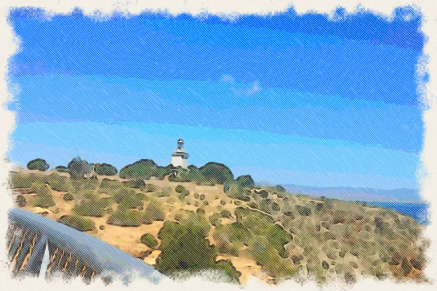 Dibujo a lápiz de colores del faro de Santa Pola