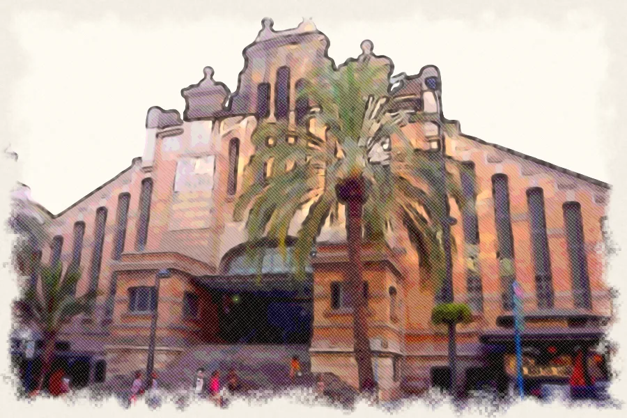 Dibujo a lápiz de colores del Mercado Central de Alicante