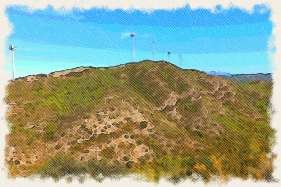 Dibujo a lápiz de colores de la Serra del Molar, junto a Gran Alacant